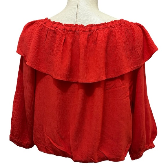 127 Only | Women’s Bold Red Off-the-Shoulder Blouse with ruffle details (size S) - Picture 3 of 12